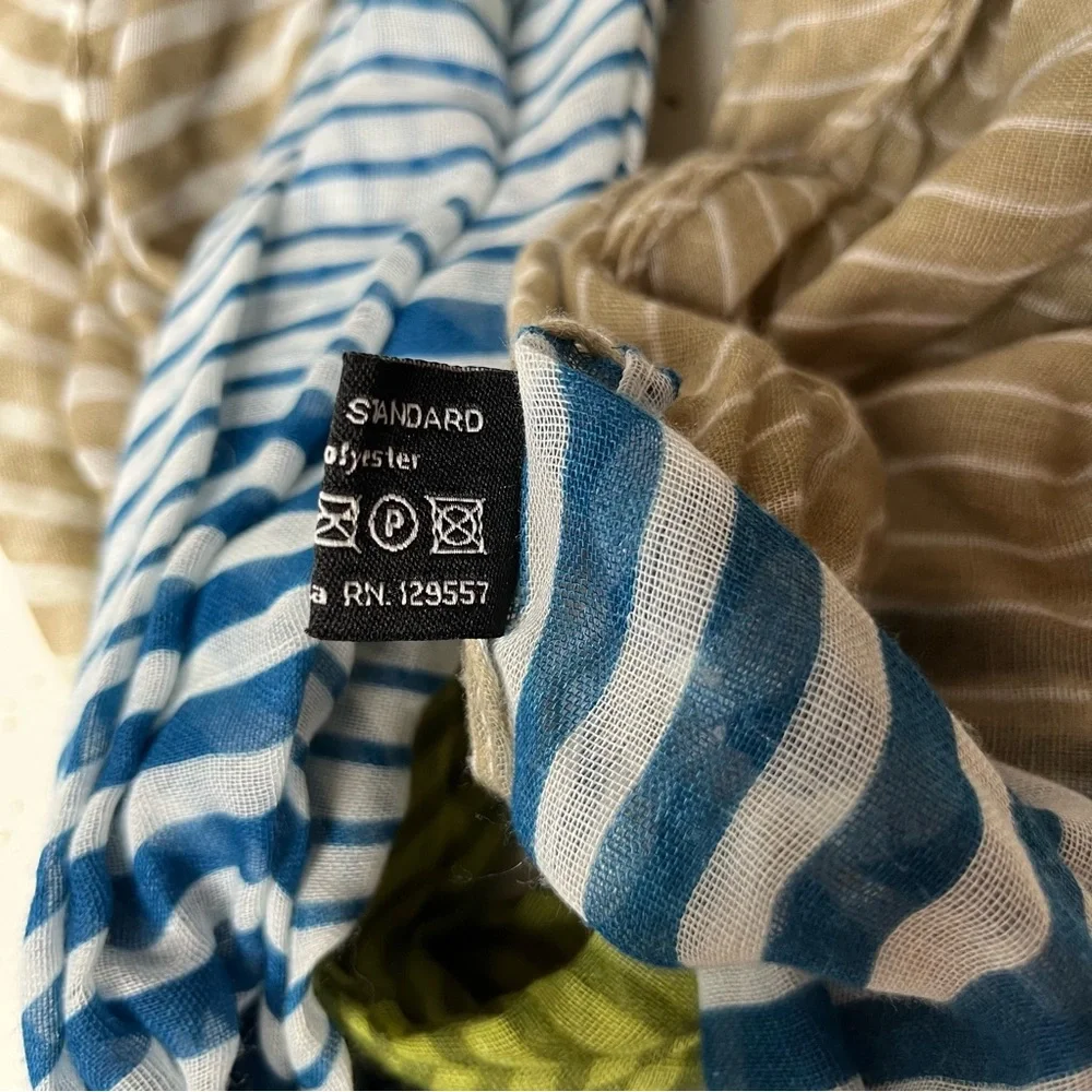 The Royal Standard Infinity Scarf Women’s Blue Green Tan Striped Lightweight